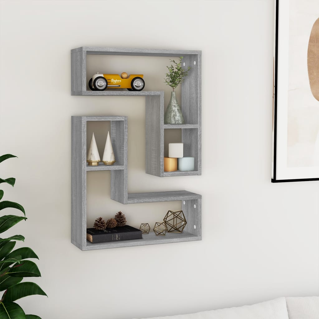 Wall Shelves 2 Pcs Grey Sonoma 50x15x50cm Engineered Wood - All Things Good