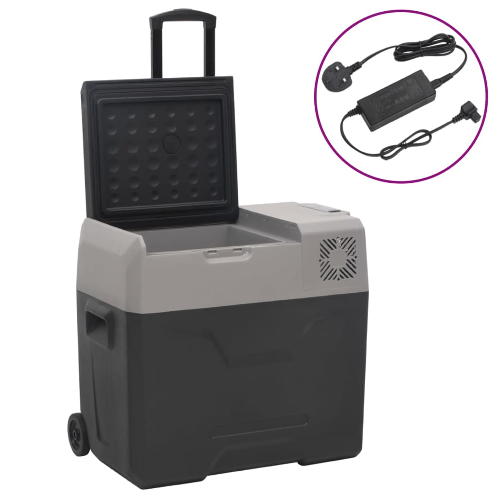 Cool Box with Wheel and Adapter Black&Grey 30 L Polypropylene - The Home Maker