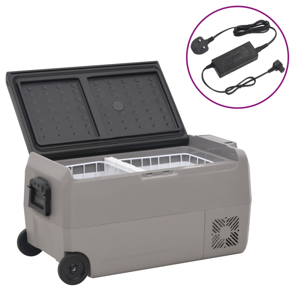 Cool Box with Wheel and Adapter Black & Grey 50 L PP & PE - Sid & Sam