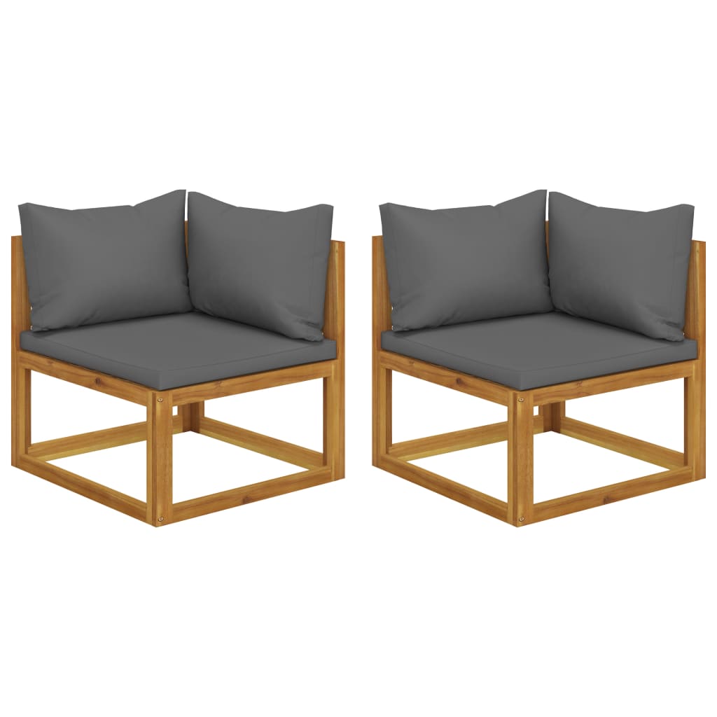 Sectional Corner Sofas 2 pcs with Cushions Solid Wood Acacia - Style and Chic