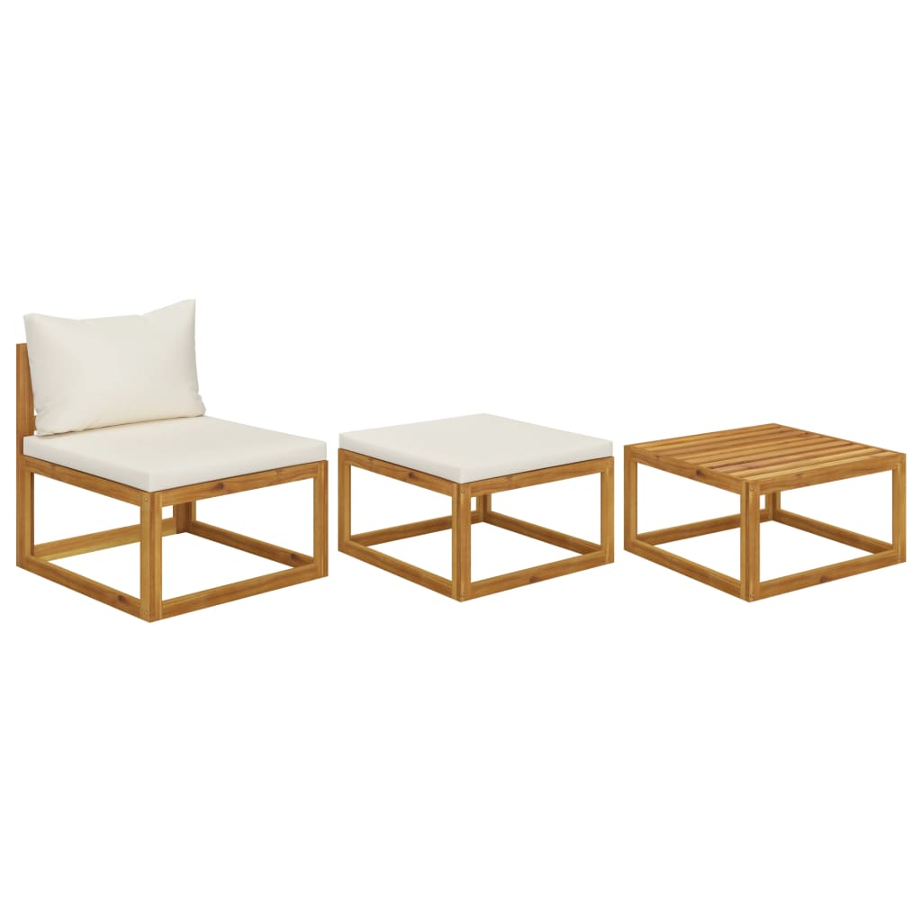 3 Piece Garden Lounge Set with Cushions Solid Wood Acacia - Tyrell & Tyrell