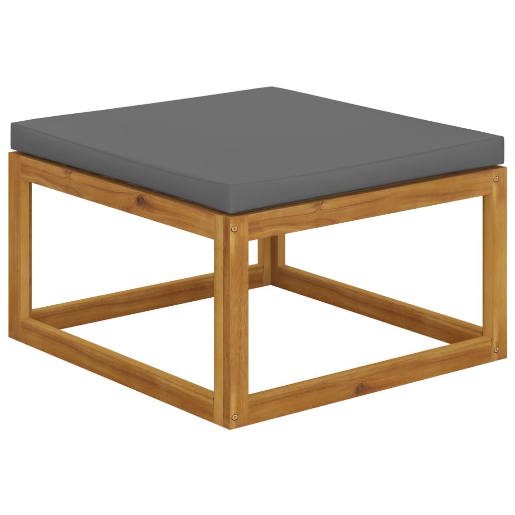 Footrest with Dark Grey Cushion Solid Wood Acacia - Sid & Sam
