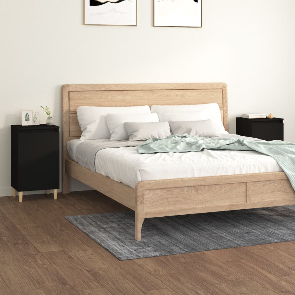 Bedside Table - MONTGOMERY Aven 2 Piece Nightstand Black 40cm - Merkel Designers