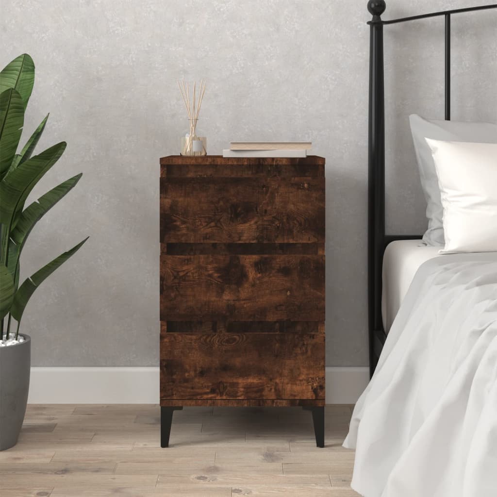 Bedside Table - MONTGOMERY Aven Nightstand Smoked Oak 40cm - Merlin Deals