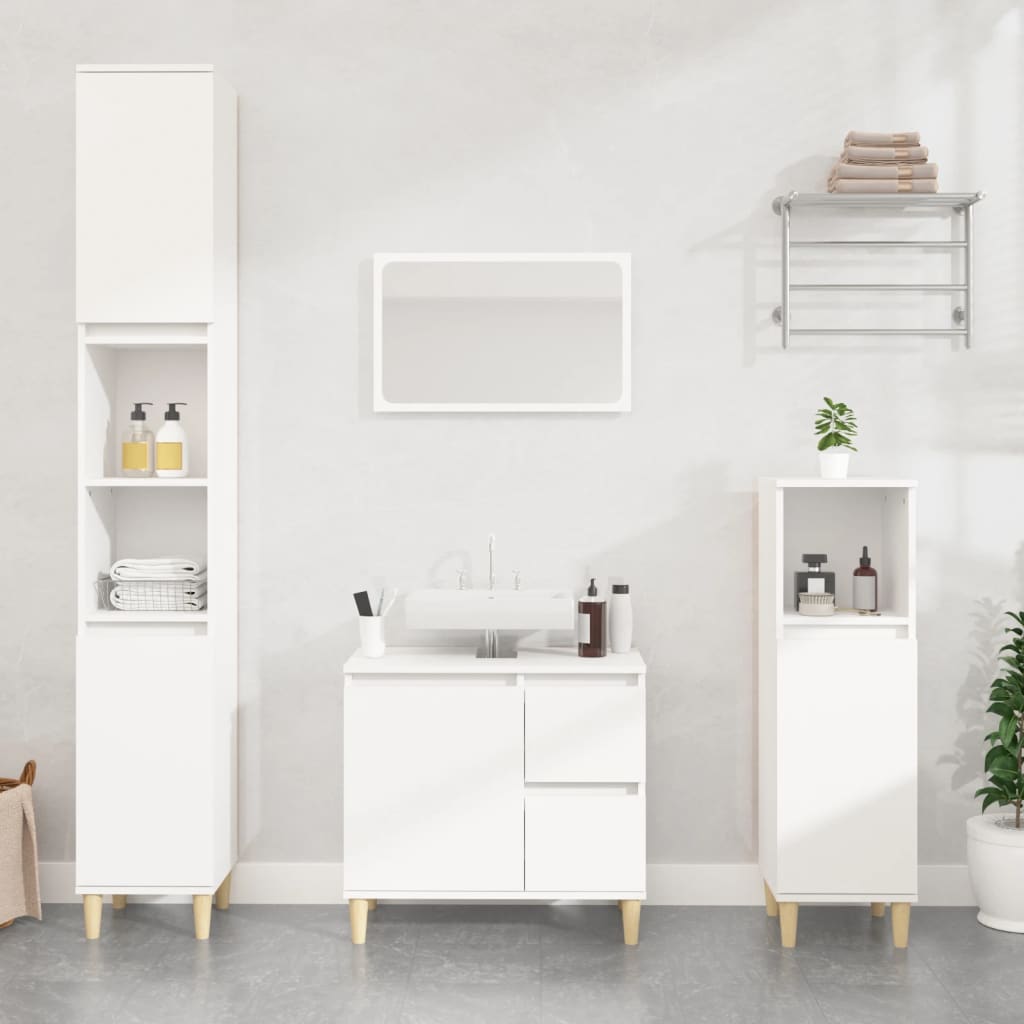 Bathroom Cabinet White 30x30x190 cm Engineered Wood - Merlin Deals