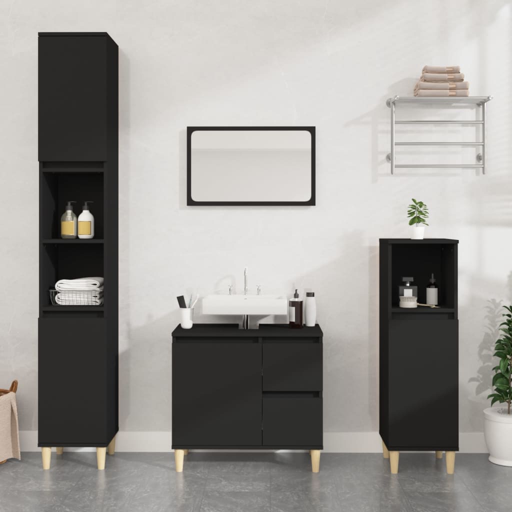 Bathroom Cabinet Black 65x33x60 cm Engineered Wood - Direct Imports