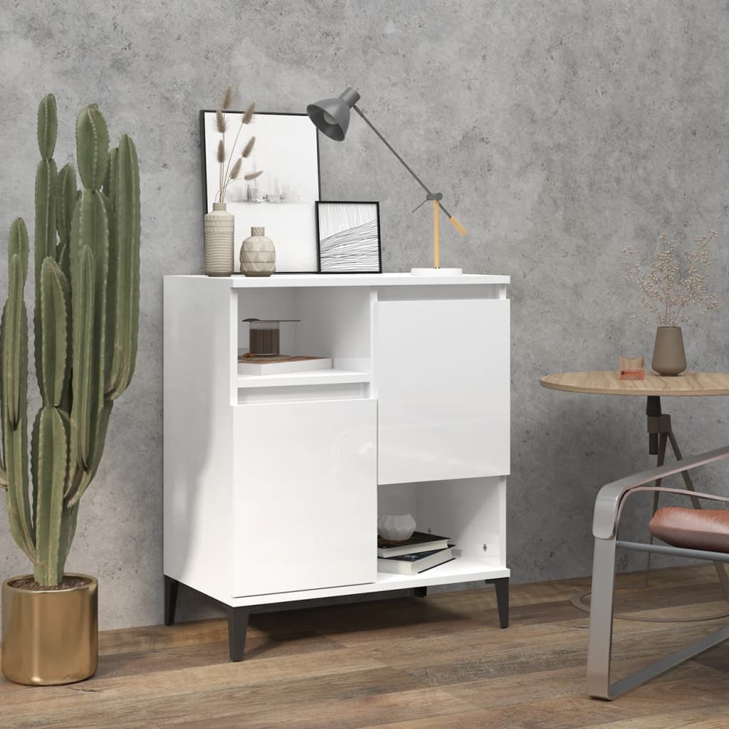 Sideboard High Gloss White 60x35x70 cm Engineered Wood - Tyrell & Tyrell