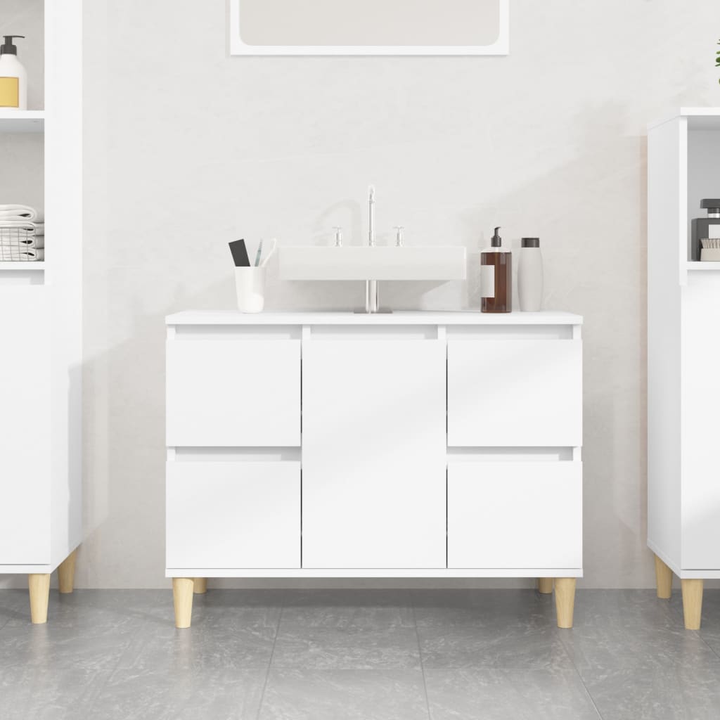 Sink Cabinet White 80x33x60 cm Engineered Wood - Brittle & Co