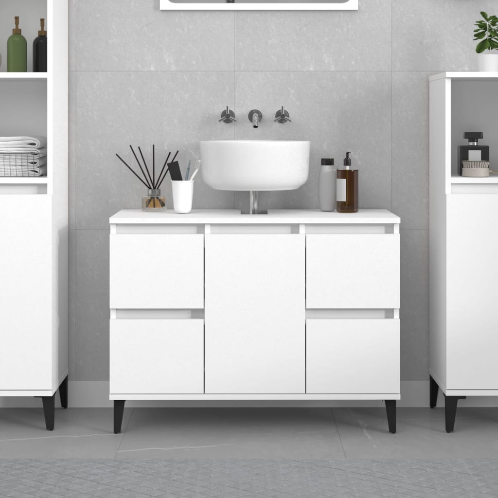 Sink Cabinet White 80x33x60 cm Engineered Wood - Sid & Sam