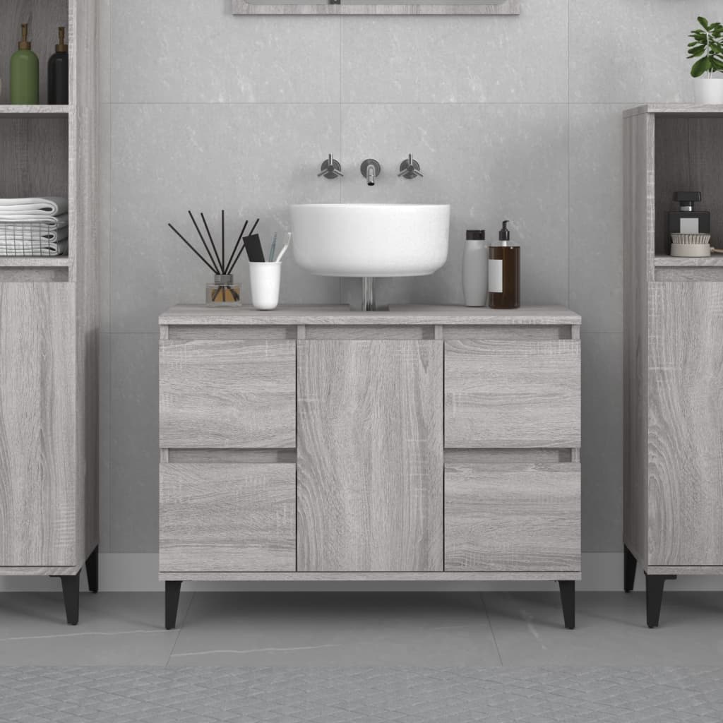 Sink Cabinet Grey Sonoma 80x33x60 cm Engineered Wood - Tyrell & Tyrell