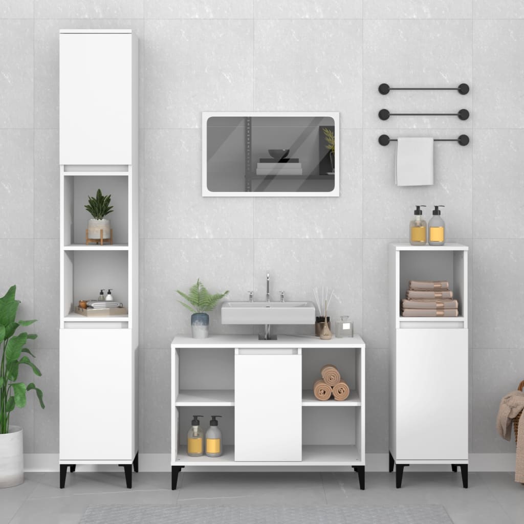Sink Cabinet White 80x33x60 cm Engineered Wood - Millennium Furniture