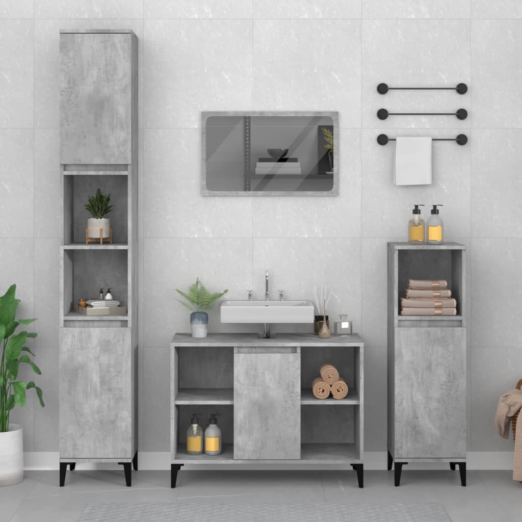 Sink Cabinet Concrete Grey 80x33x60 cm Engineered Wood - Tyrell & Tyrell