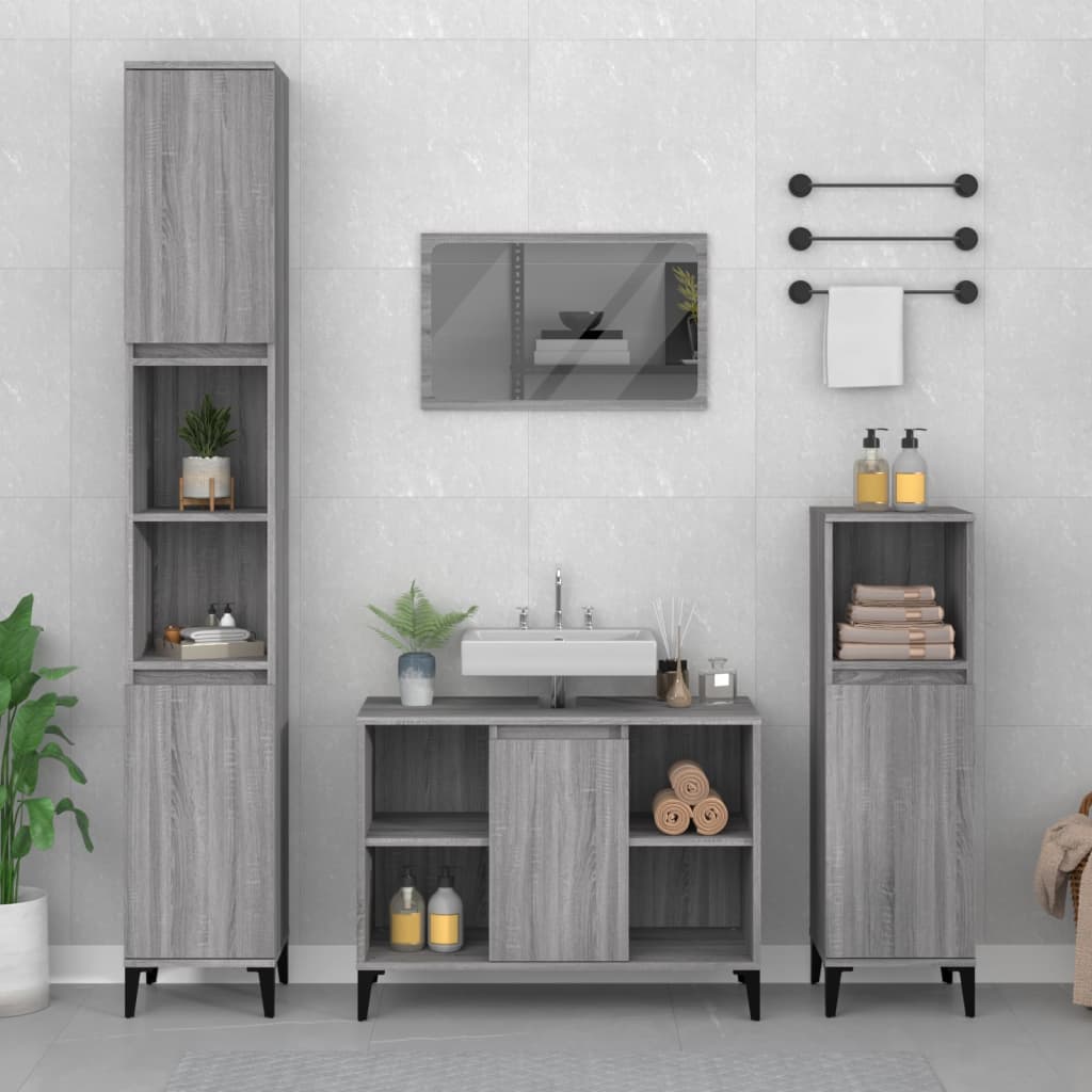 Sink Cabinet Grey Sonoma 80x33x60 cm Engineered Wood - Sid & Sam