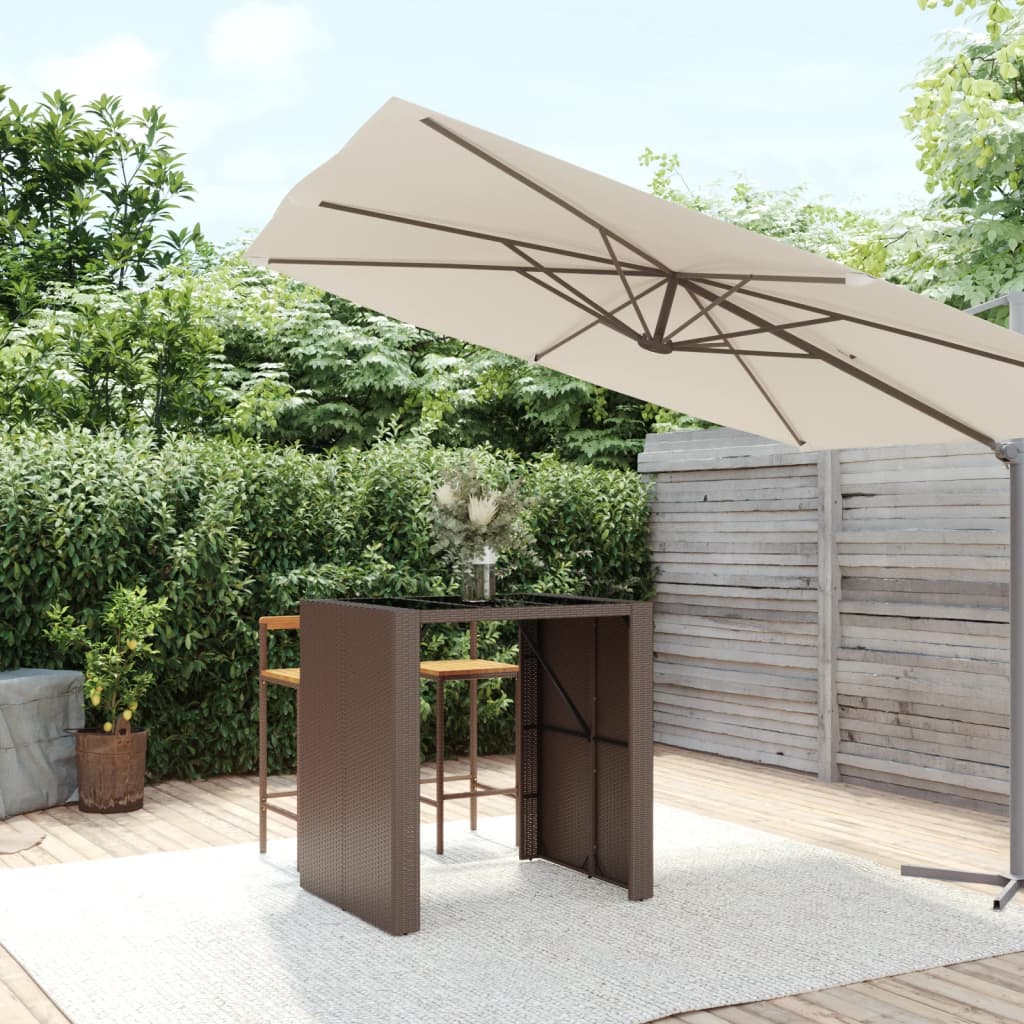 Bar Table with Glass Top Brown 105x80x110 cm Poly Rattan - Style and Chic