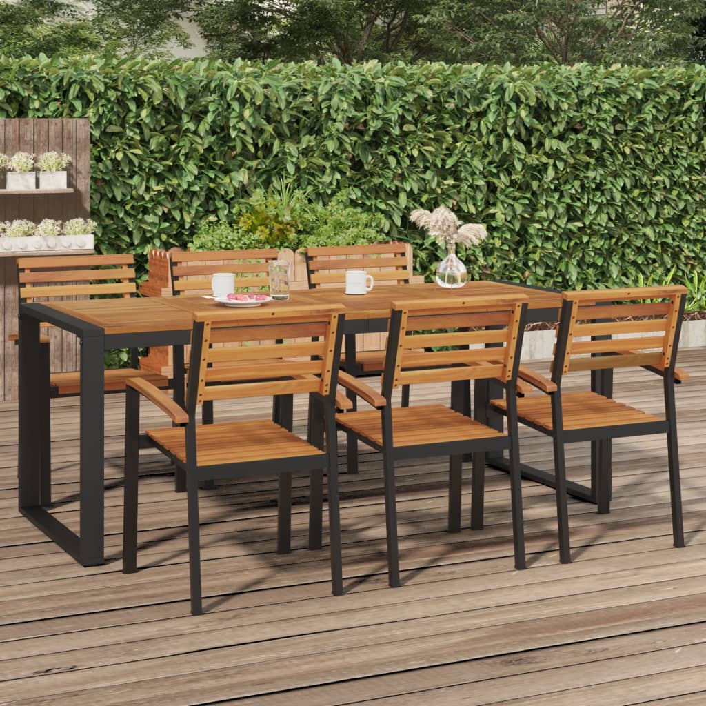 Garden Table with U-shaped Legs 200x90x75 cm Solid Wood Acacia - Merlin Deals