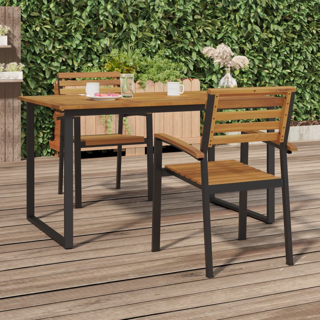 Stackable Garden Chairs 2 pcs Solid Wood Acacia and Metal - Casper Homes