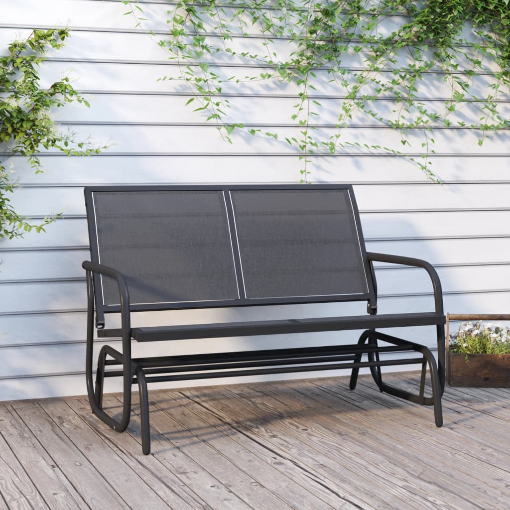 Garden Glider Bench Black 120.5x76x86.5 cm Textilene&Steel - The Home Maker