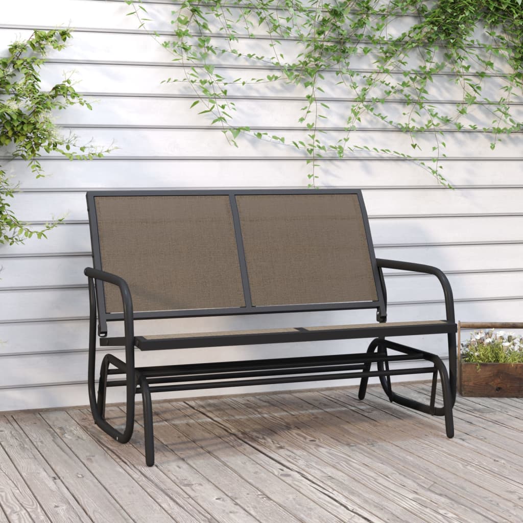 Garden Glider Bench Brown120.5x76x86.5 cm Textilene&Steel - Merkel Designers