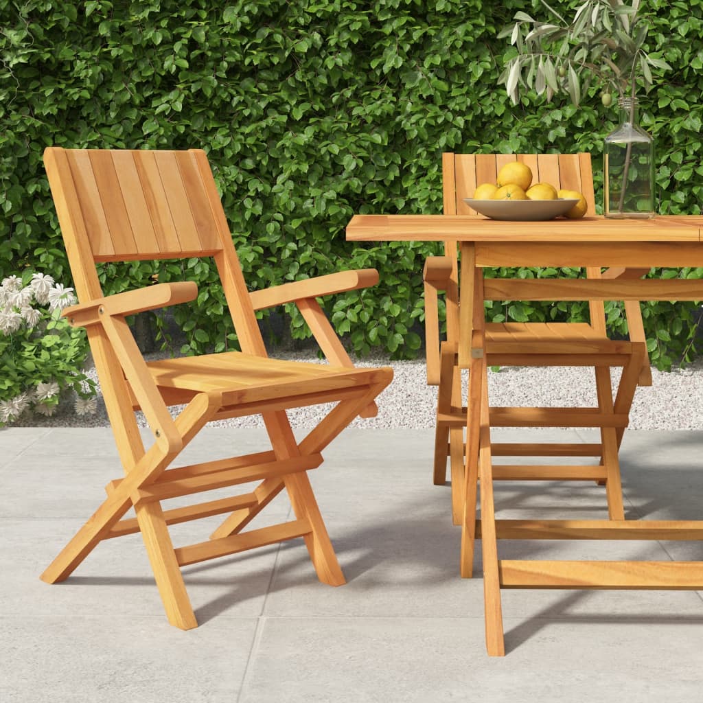 Folding Garden Chairs 2 pcs 55x61x90 cm Solid Wood Teak - Brittle & Co