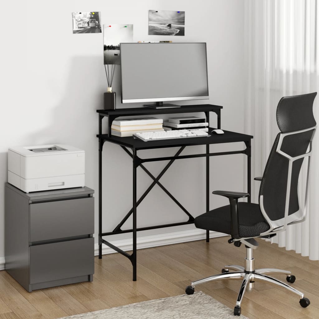 Desk Black 80x50x90 cm Engineered Wood and Iron - Merkel Designers