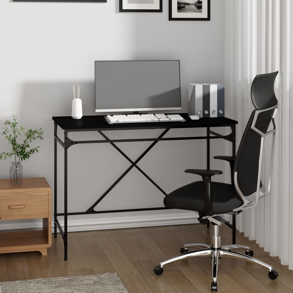 Desk Black 100x50x75 cm Engineered Wood and Iron - Style and Chic