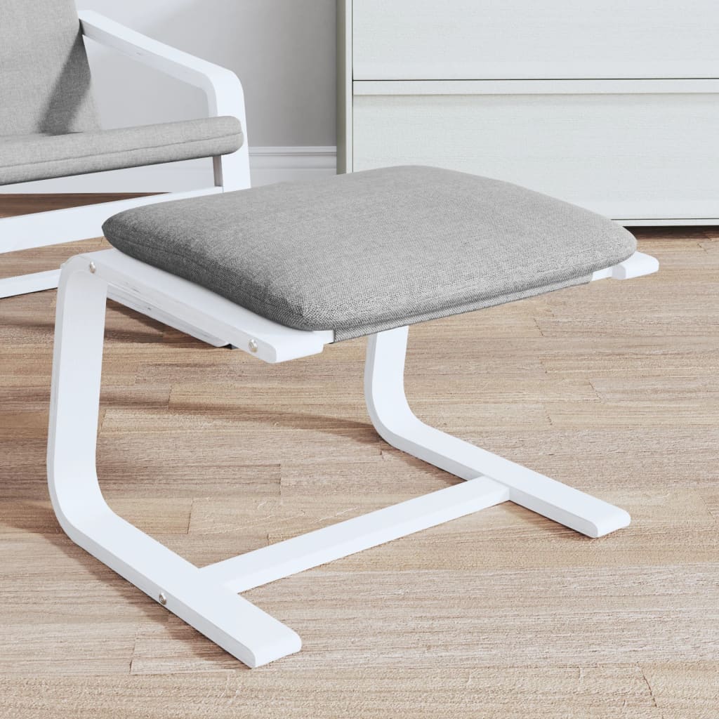 Footstool Light Grey 51x41x40 cm Fabric - Decor Base