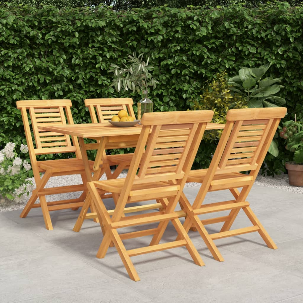 5 Pcs Garden Dining Set Solid Wood Teak - The Home Maker