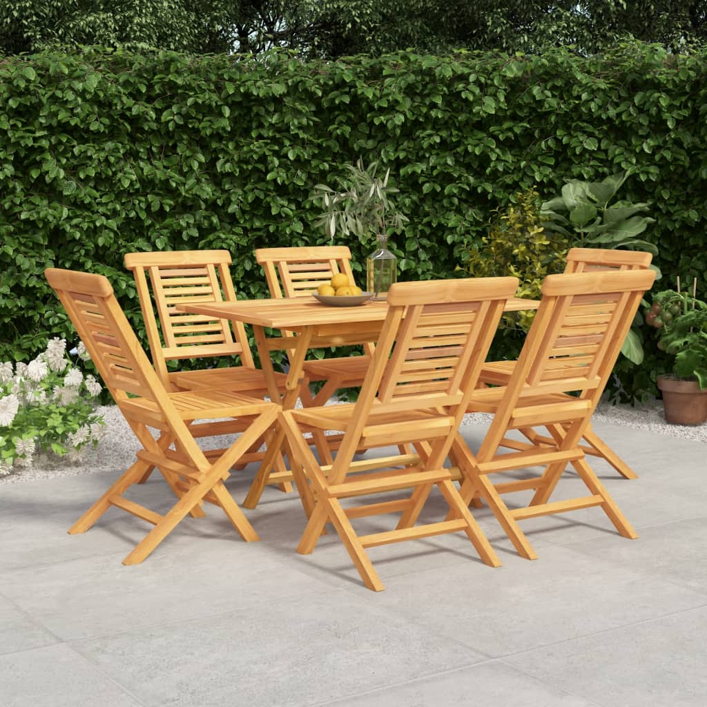 7 Pcs Garden Dining Set Solid Wood Teak - Style and Chic
