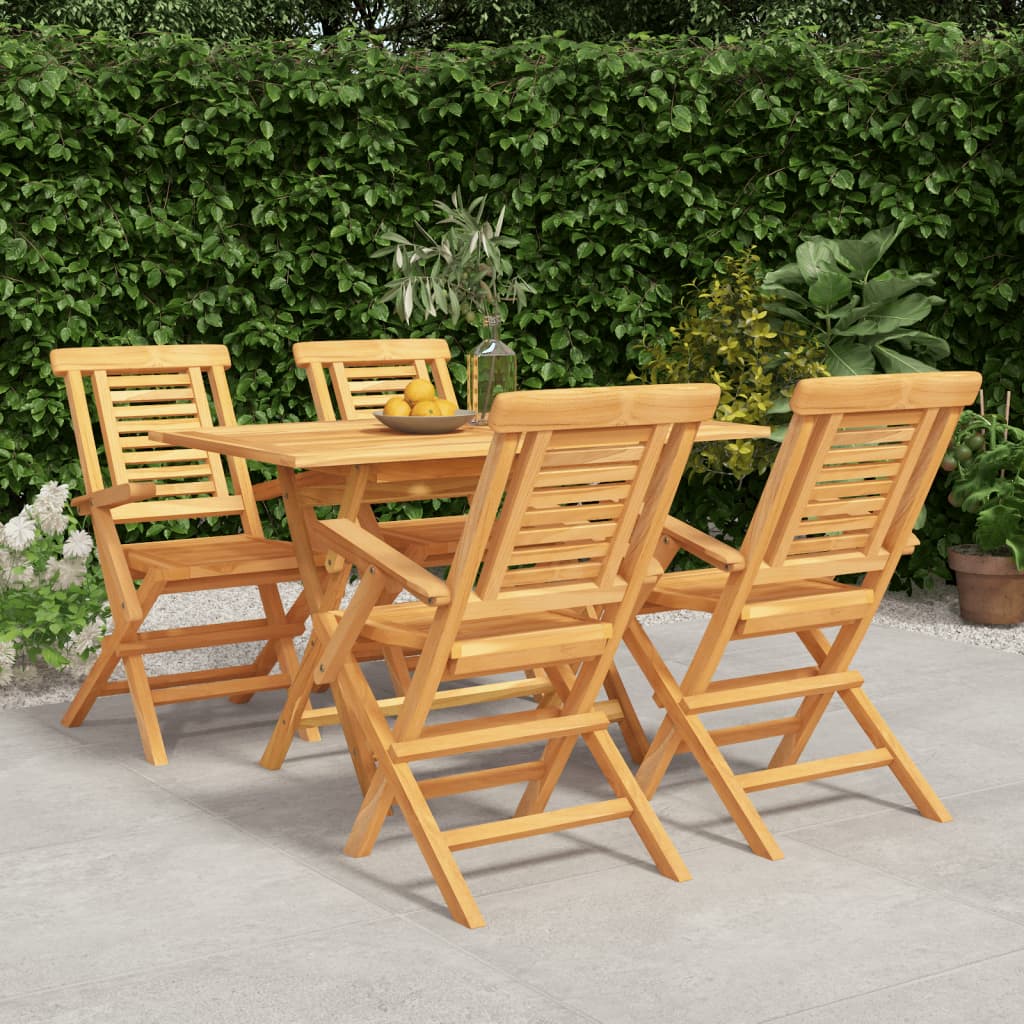 5 Piece Garden Dining Set Solid Wood Teak - Merkel Designers