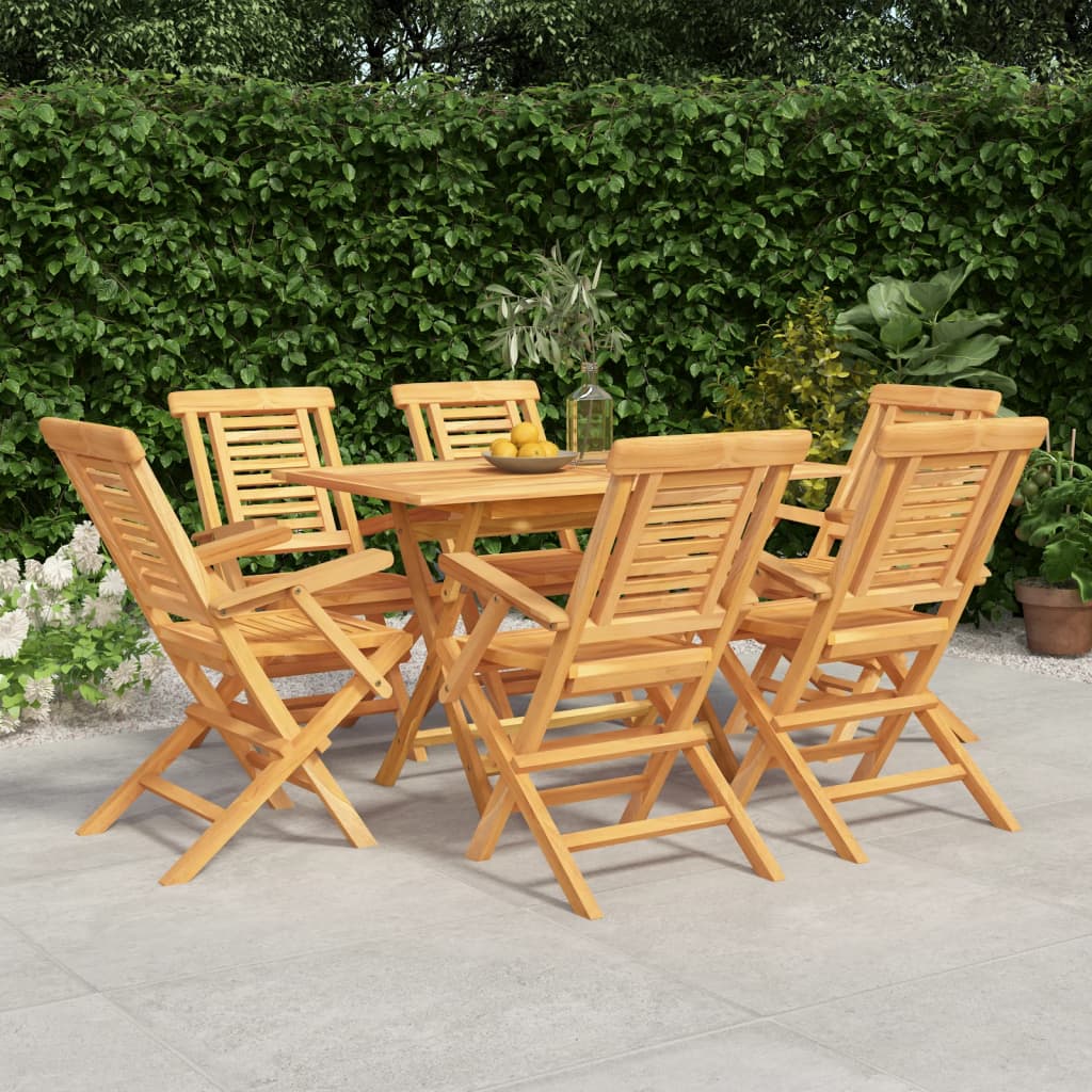 7 Pcs Garden Dining Set Solid Wood Teak - Style and Chic