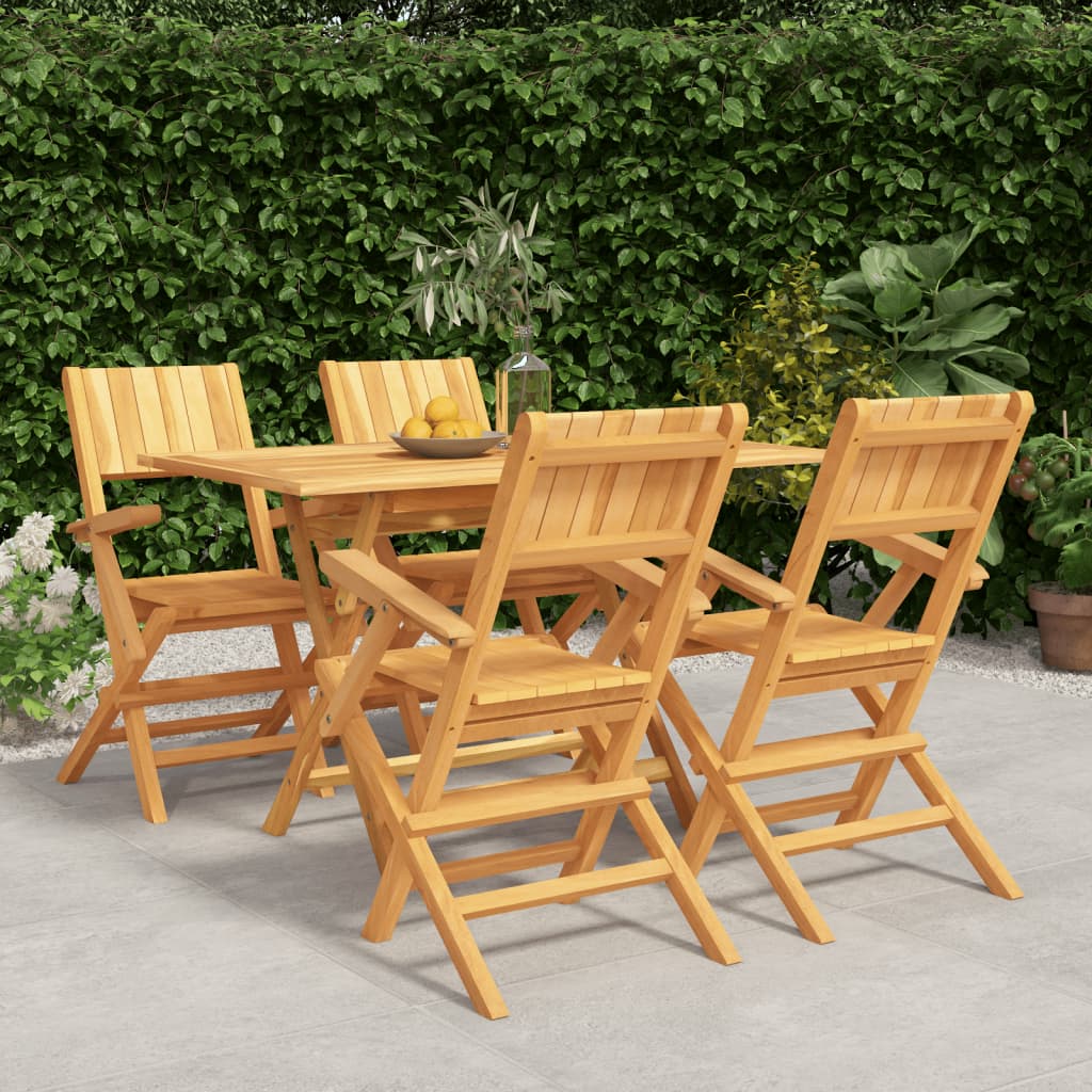 5 Pcs Garden Dining Set Solid Wood Teak - Style and Chic