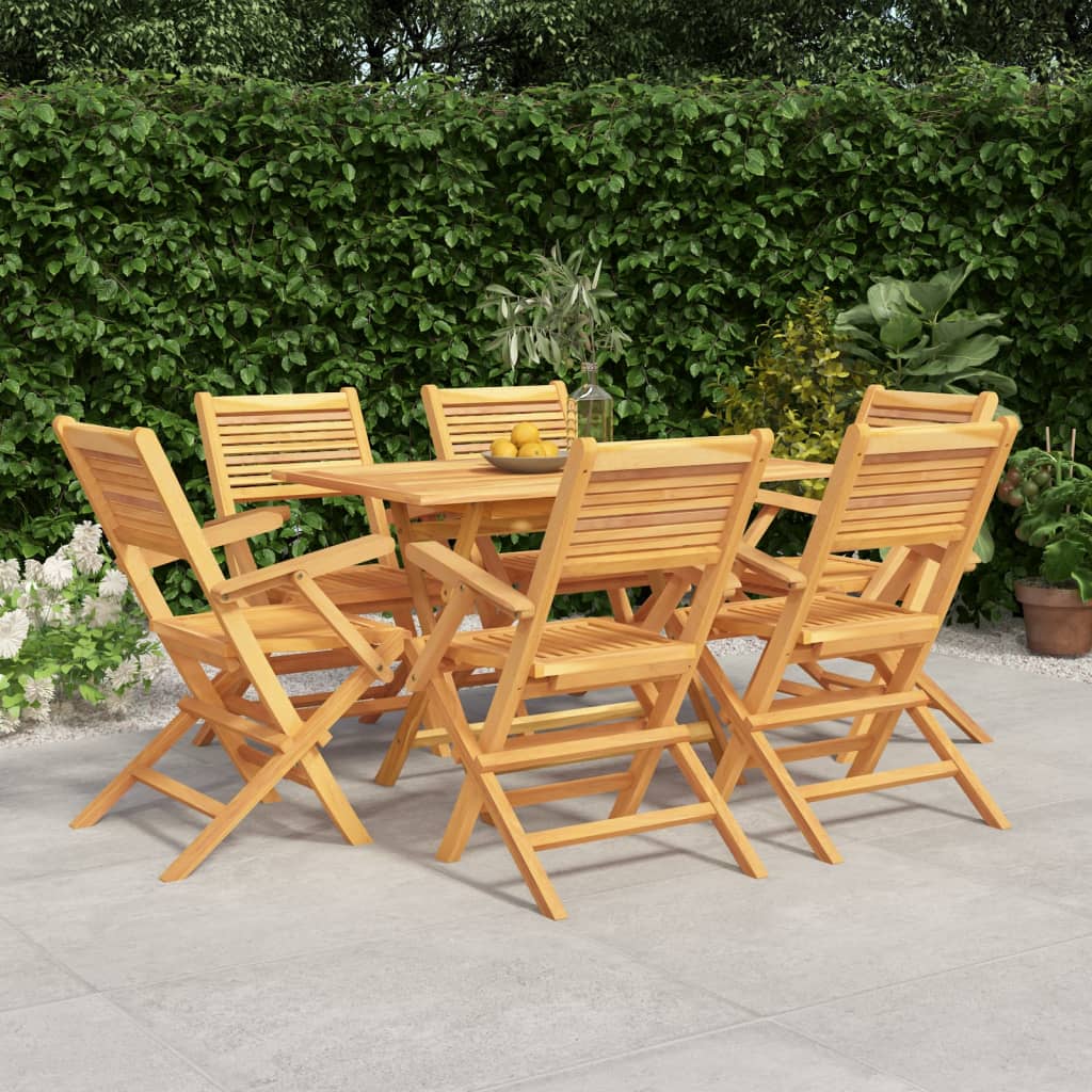 7 Pcs Garden Dining Set Solid Wood Teak - Style and Chic