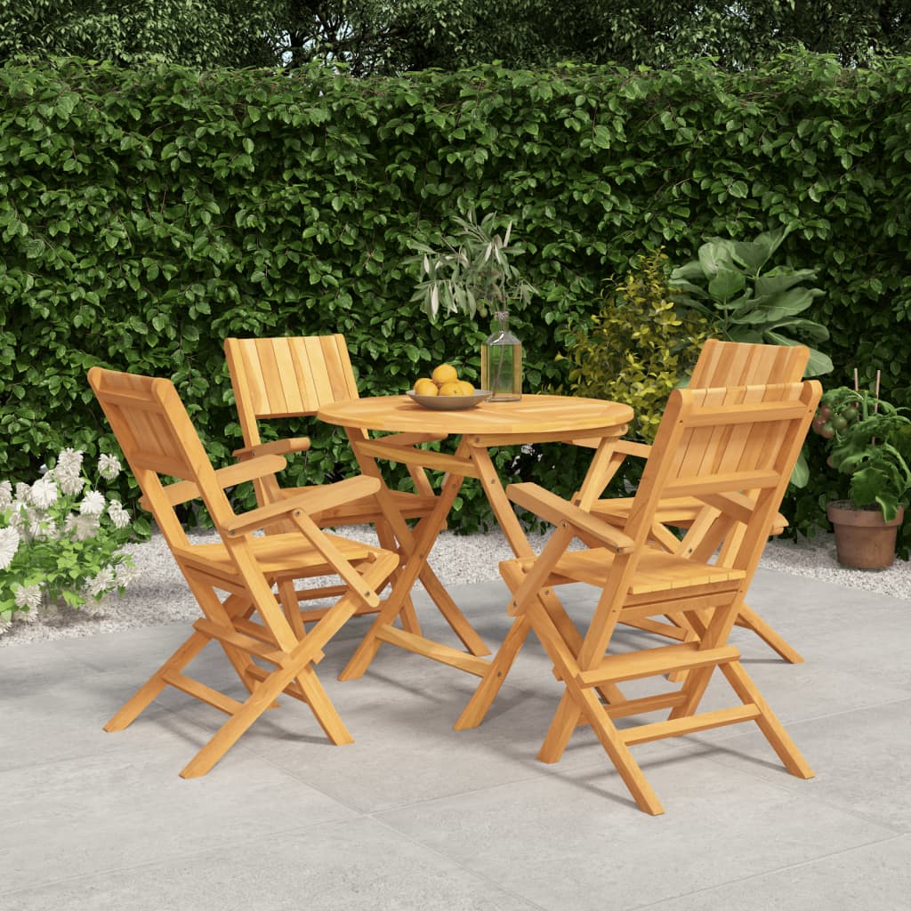 5 Piece Garden Dining Set Solid Wood Teak - Style and Chic