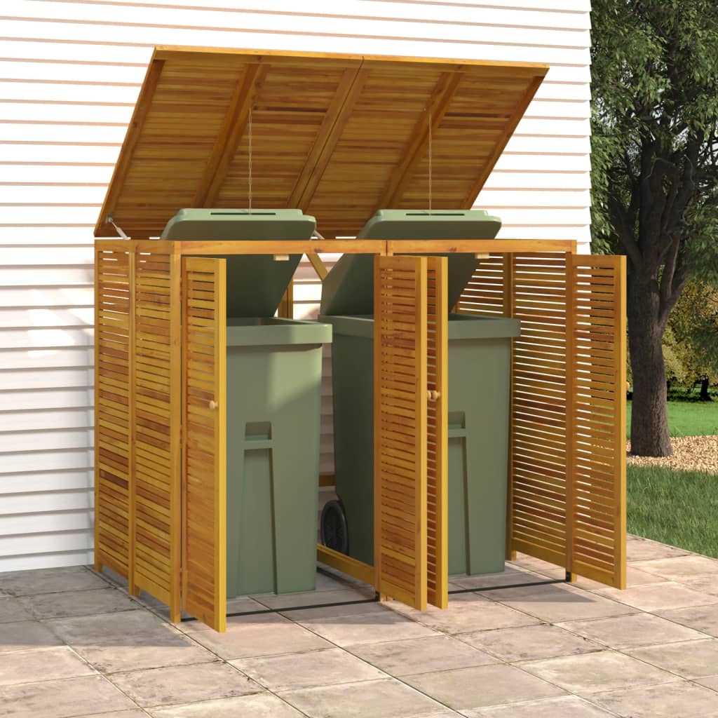 Double Garbage Bin Shed 140x89x117 cm Solid Wood Acacia - Sid & Sam