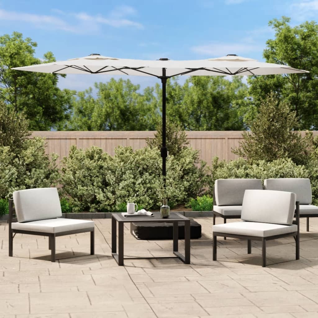 Double-Head Parasol with LEDs Sand White 316x240 cm - Sid & Sam
