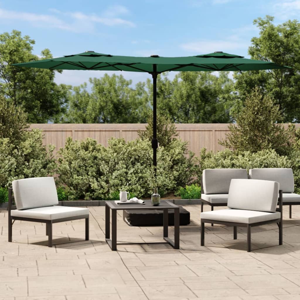 Double-Head Parasol with LEDs Green 316x240 cm - Casper Homes