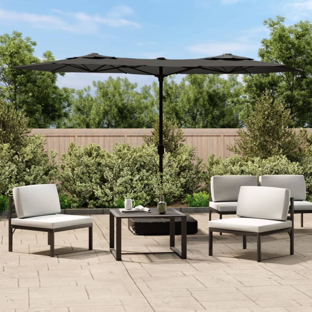 Double-Head Parasol with LEDs Anthracite 316x240 cm - Millennium Furniture