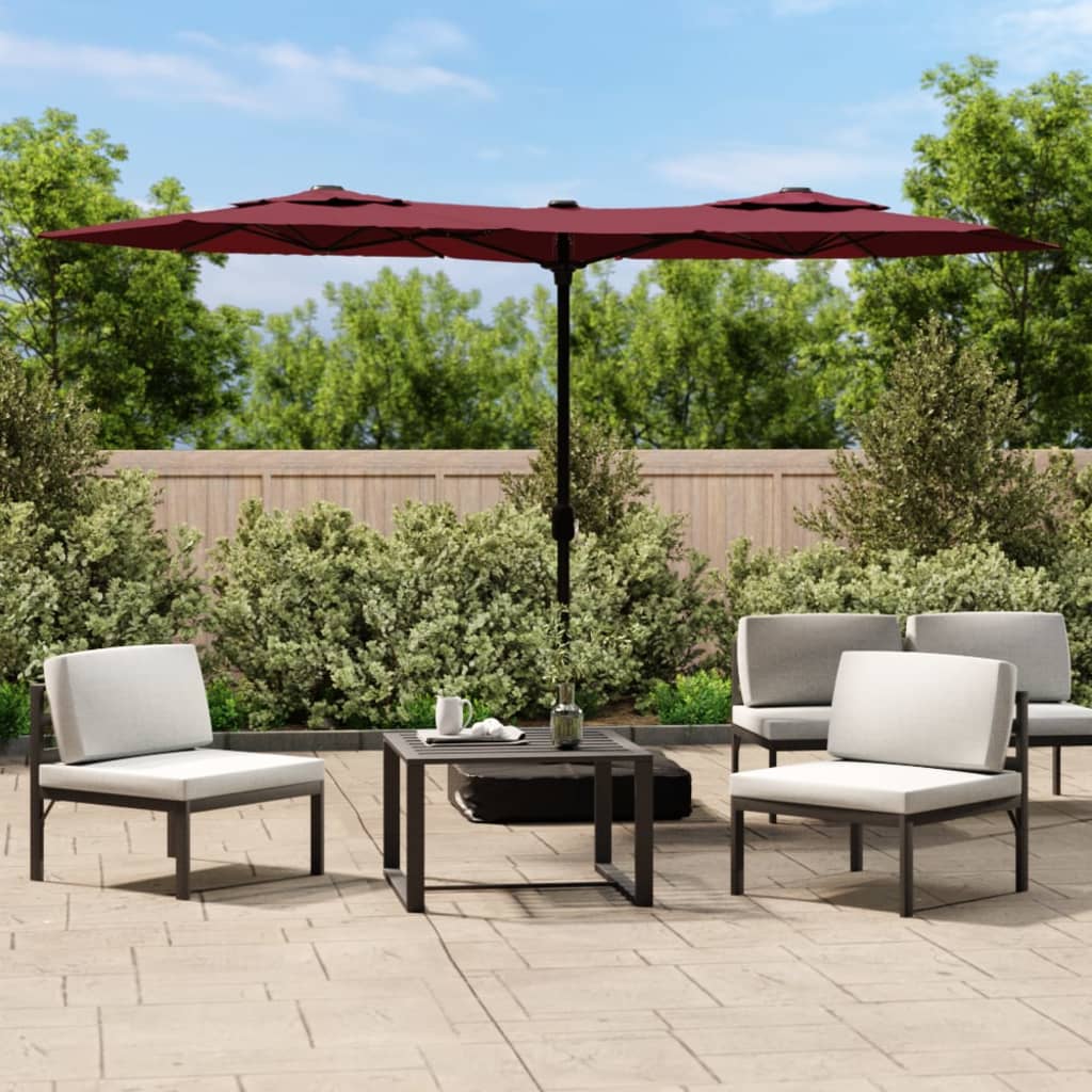 Double-Head Parasol with LEDs Bordeaux Red 316x240 cm - Millennium Furniture