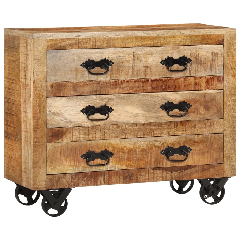 Sideboard with 3 Drawers 80x30x65 cm Solid Rough Wood Mango - Sid & Sam