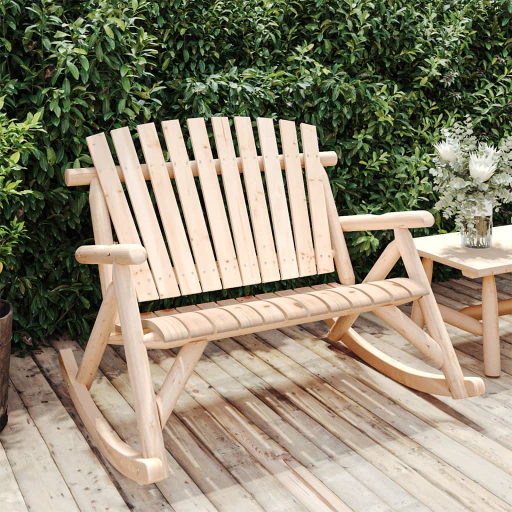 2-Seater Garden Rocking Bench 123x96x102 cm Solid Wood Spruce - Style and Chic