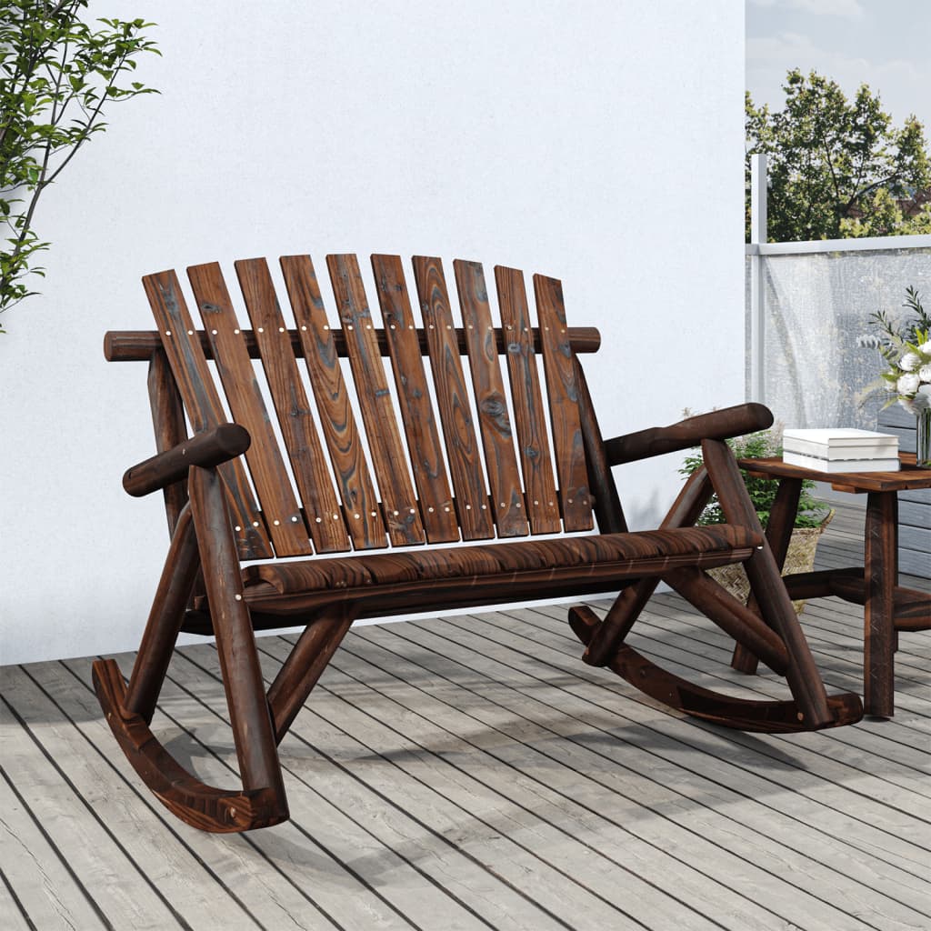2-Seater Garden Rocking Bench 123x96x102 cm Solid Wood Spruce - Sid & Sam