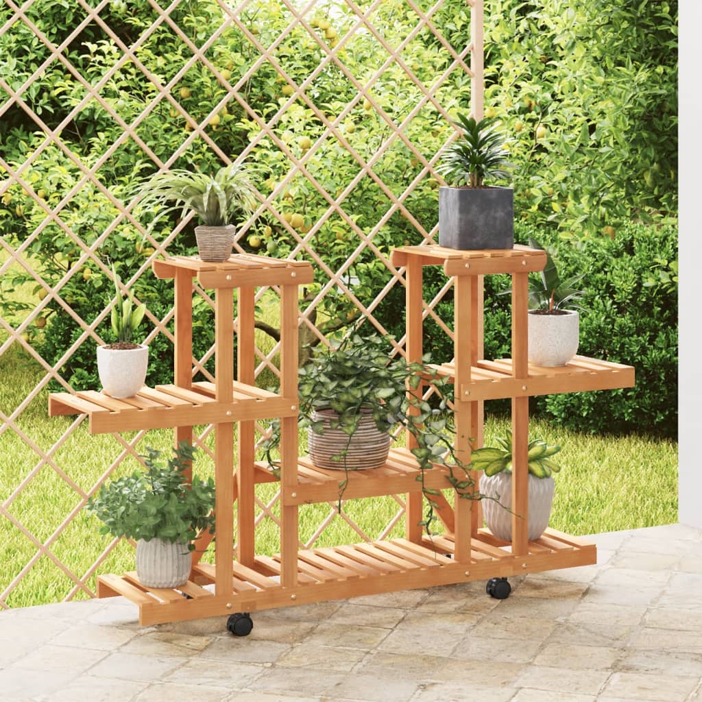Flower Stand with Wheels 110x25x78cm Solid Wood Fir - Casper Homes