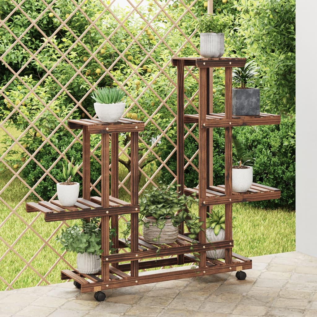Flower Stand with Wheels 95x25x101 cm Solid Wood Fir - Casper Homes
