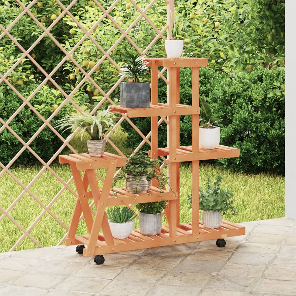 Flower Stand with Wheels 95x25x101cm Solid Wood Fir - Casper Homes