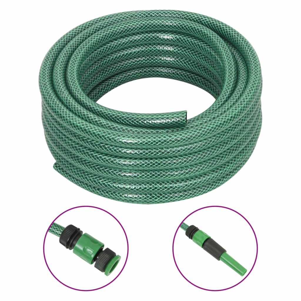 Garden Hose with Fitting Set Green 0.6" 50 m PVC - Style and Chic