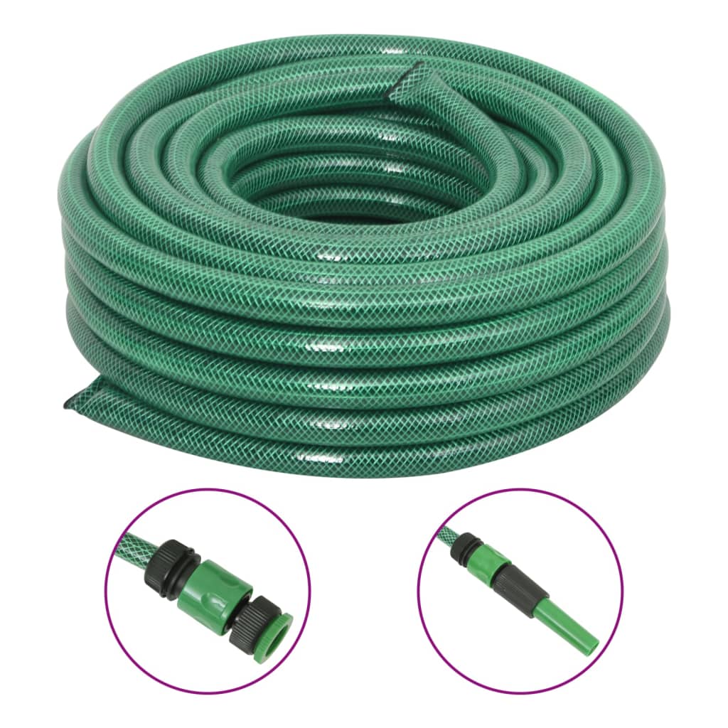 Garden Hose with Fitting Set Green 0.9" 20 m PVC - R and M Furniture