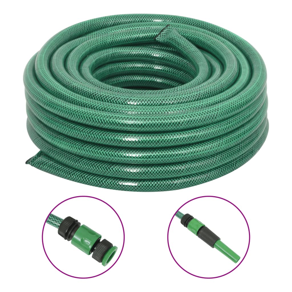 Garden Hose with Fitting Set Green 0.9" 50 m PVC - Decor Base