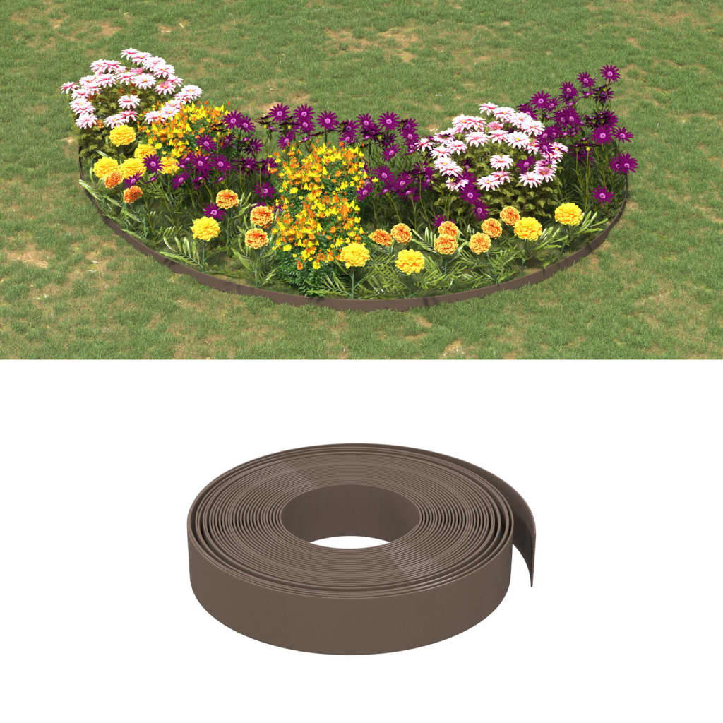 Garden Edgings 5 pcs Brown 10 m 10 cm Polyethylene - Tyrell & Tyrell
