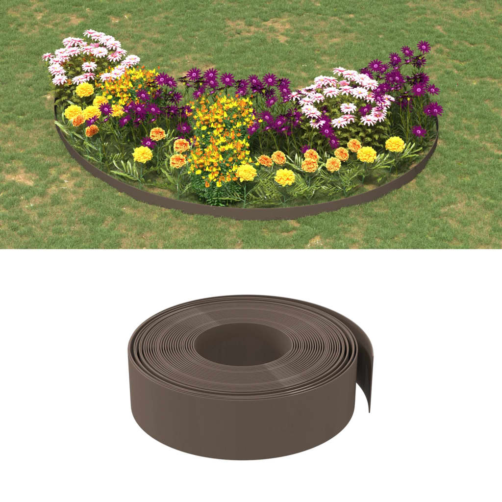 Garden Edgings 4 pcs Brown 10 m 15 cm Polyethylene - Merkel Designers