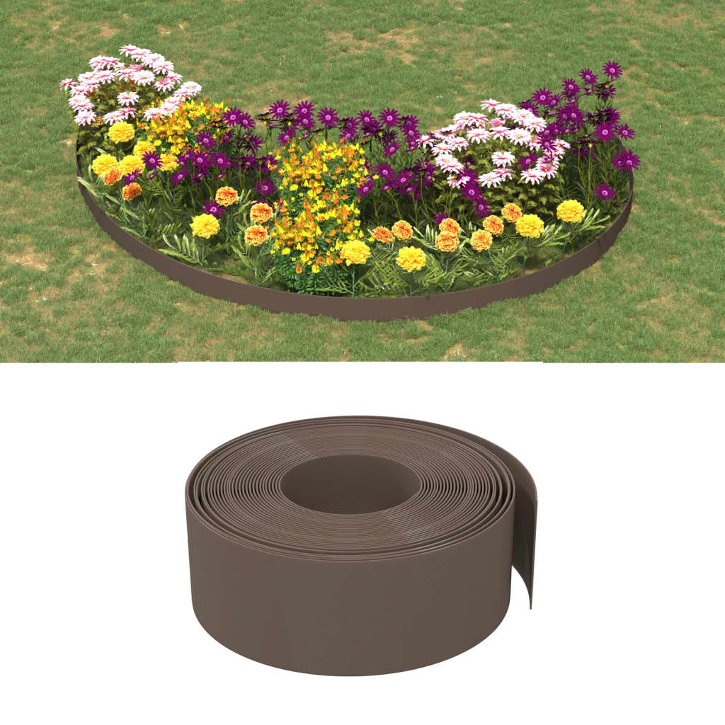 Garden Edgings 4 pcs Brown 10 m 20 cm Polyethylene - Millennium Furniture
